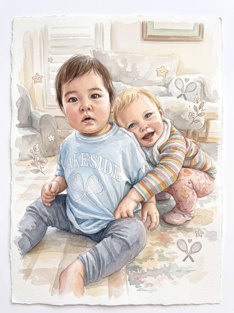 Watercolour illustration — book spread